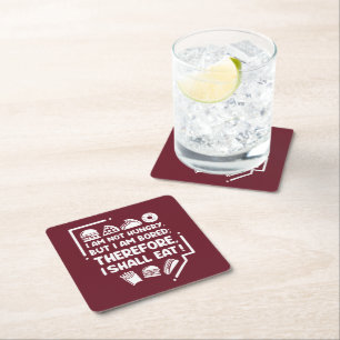 Funny - Hungry, Bored & Therefore Eat Square Paper Coaster