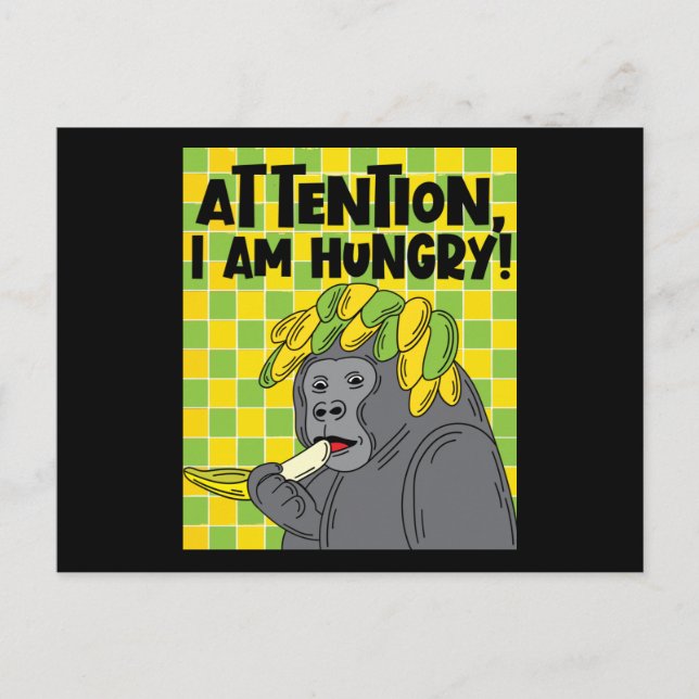 Funny / Hungry Gorilla With Saying Postcard (Front)
