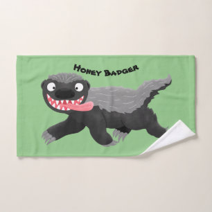 Funny hungry honey badger cartoon illustration bath towel set