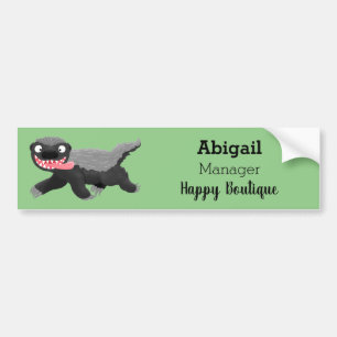 Funny hungry honey badger cartoon illustration  bumper sticker