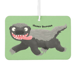 Funny hungry honey badger cartoon illustration  car air freshener