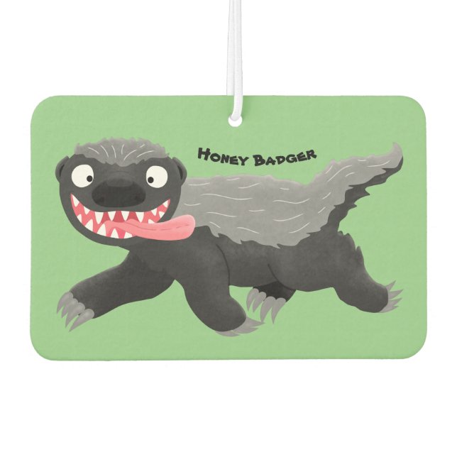 Funny hungry honey badger cartoon illustration  car air freshener (Front)