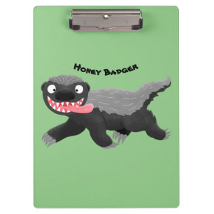 Funny hungry honey badger cartoon illustration  clipboard