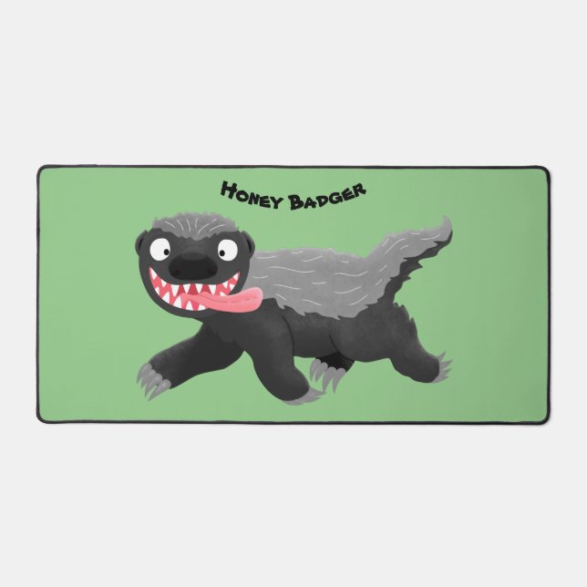 Funny hungry honey badger cartoon illustration desk mat (Front)