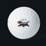 Funny hungry honey badger cartoon illustration golf balls<br><div class="desc">This funny,  hungry honey badger is on the prowl for food! Drawn in happy cartoon style.</div>