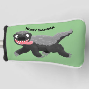 Funny hungry honey badger cartoon illustration golf head cover