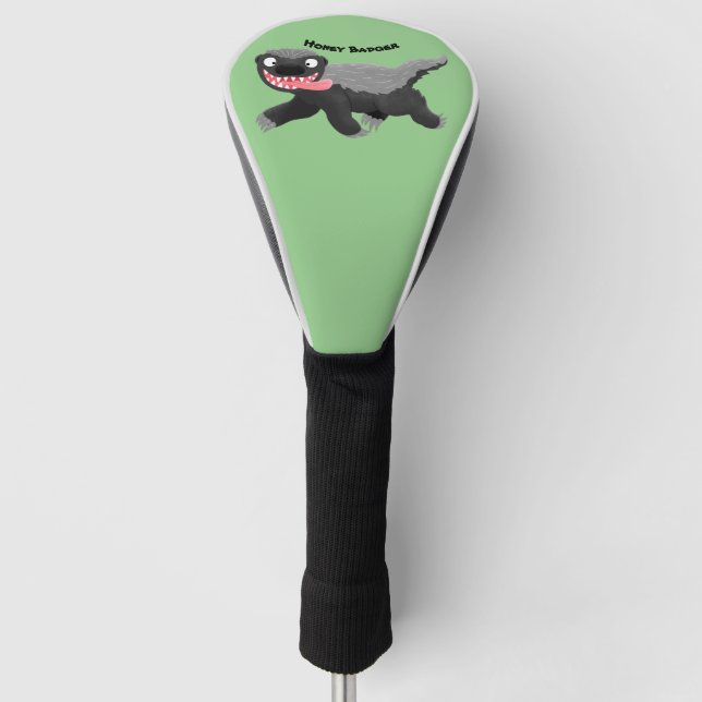 Funny hungry honey badger cartoon illustration golf head cover (Front)