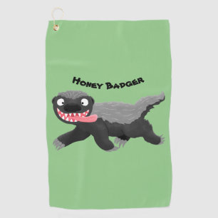 Funny hungry honey badger cartoon illustration golf towel