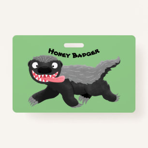 Funny hungry honey badger cartoon illustration ID badge