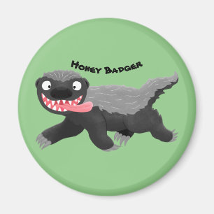 Funny hungry honey badger cartoon illustration magnet