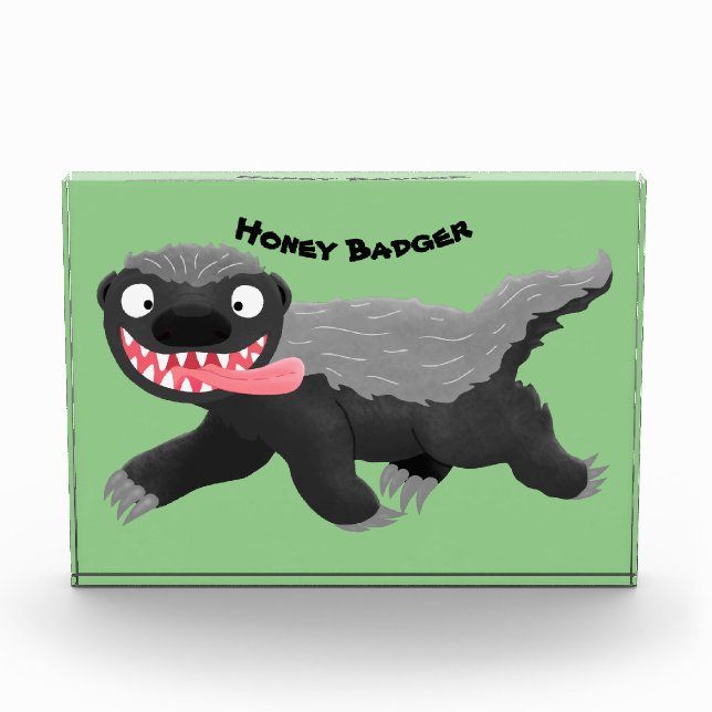 Funny hungry honey badger cartoon illustration photo block (Front)