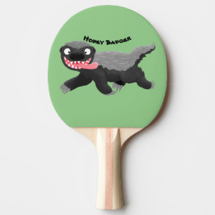 Funny hungry honey badger cartoon illustration ping pong paddle