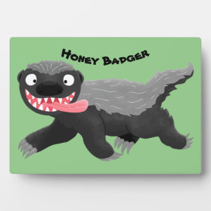 Funny hungry honey badger cartoon illustration plaque