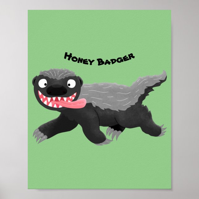 Funny hungry honey badger cartoon illustration poster (Front)