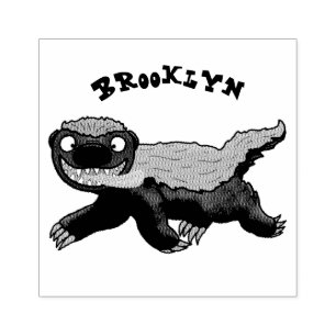 Funny hungry honey badger cartoon illustration rubber stamp