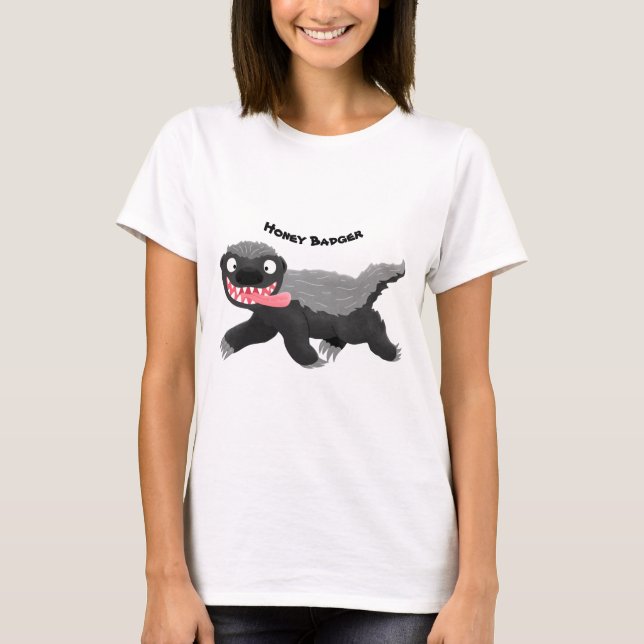 Funny hungry honey badger cartoon illustration T-Shirt (Front)