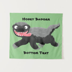 Funny hungry honey badger cartoon illustration tapestry