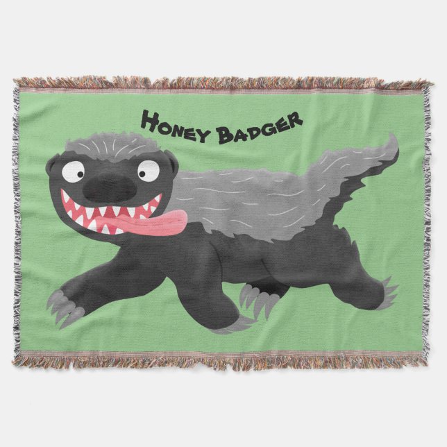 Funny hungry honey badger cartoon illustration  throw blanket (Front)