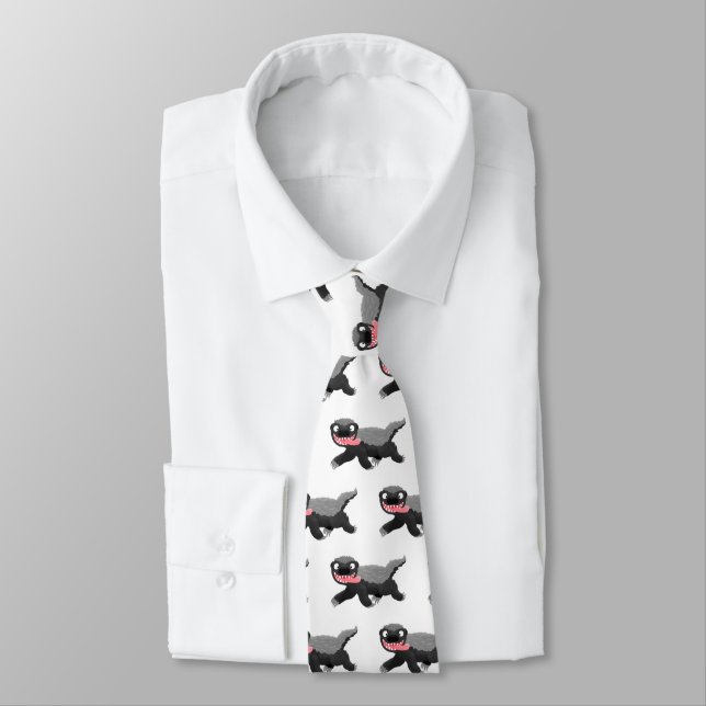 Funny hungry honey badger cartoon illustration tie (Tied)