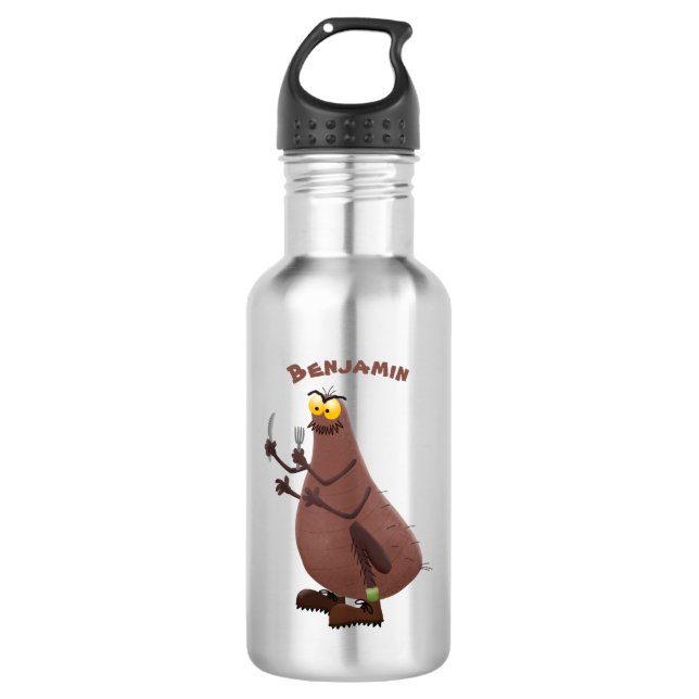 Funny hungry ugly flea cartoon 532 ml water bottle (Front)
