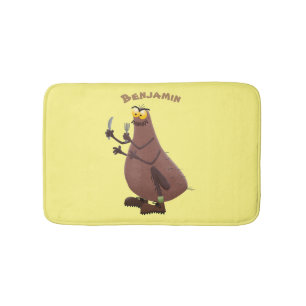 Funny hungry ugly flea cartoon bath mat