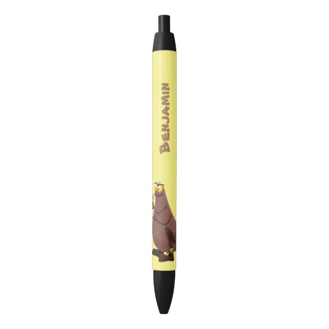 Funny hungry ugly flea cartoon black ink pen (Front Vertical)
