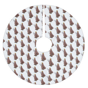 Funny hungry ugly flea cartoon brushed polyester tree skirt