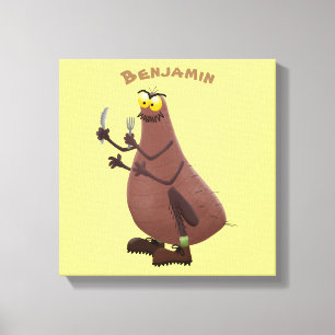 Funny hungry ugly flea cartoon canvas print