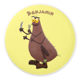 Funny hungry ugly flea cartoon ceramic knob