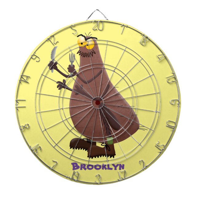 Funny hungry ugly flea cartoon dartboard (Front)