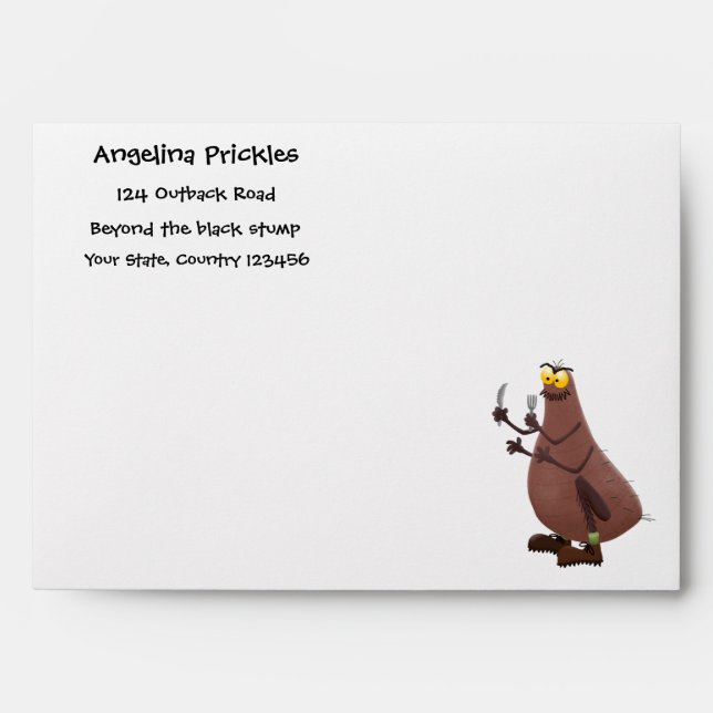 Funny hungry ugly flea cartoon envelope (Front)