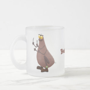 Funny hungry ugly flea cartoon frosted glass coffee mug