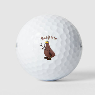 Funny hungry ugly flea cartoon golf balls
