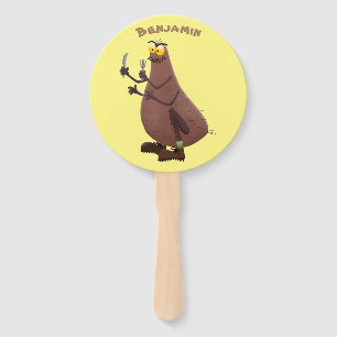 Funny hungry ugly flea cartoon hand fan