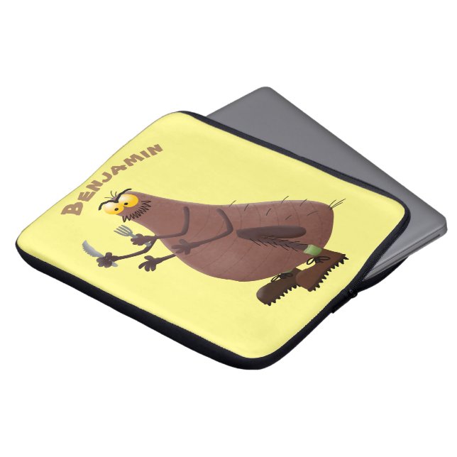 Funny hungry ugly flea cartoon laptop sleeve (Front Top)