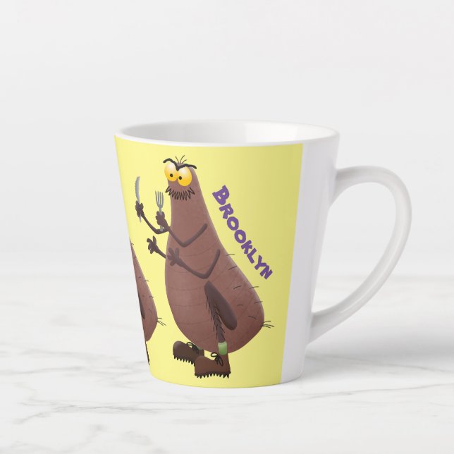 Funny hungry ugly flea cartoon latte mug (Right)