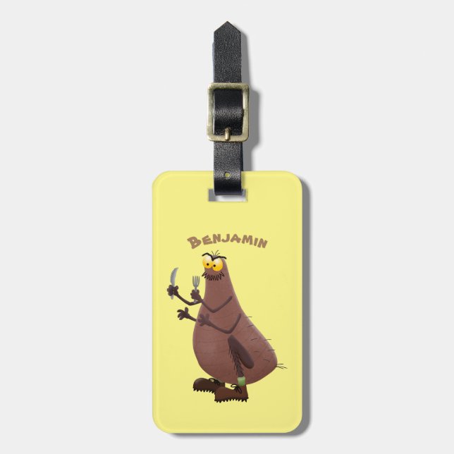 Funny hungry ugly flea cartoon luggage tag (Front Vertical)
