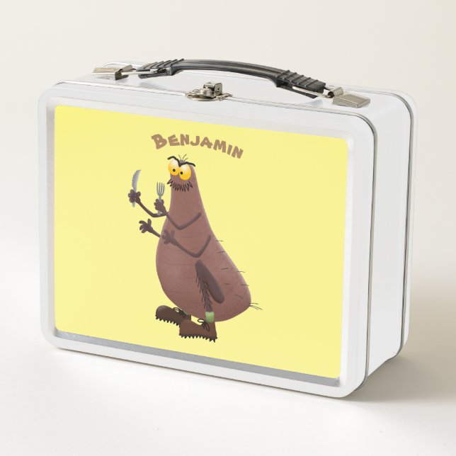 Funny hungry ugly flea cartoon metal lunch box (Front)