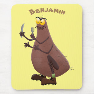 Funny hungry ugly flea cartoon mouse mat