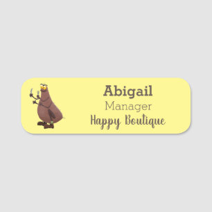 Funny hungry ugly flea cartoon name tag