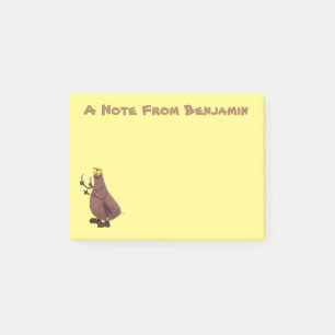 Funny hungry ugly flea cartoon post-it notes