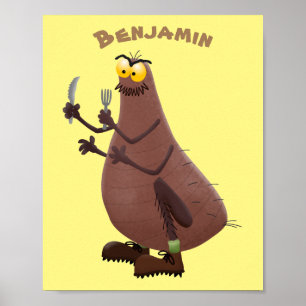 Funny hungry ugly flea cartoon poster