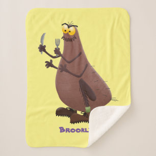 Funny hungry ugly flea cartoon sherpa blanket