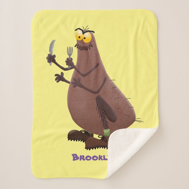 Funny hungry ugly flea cartoon sherpa blanket (Front)