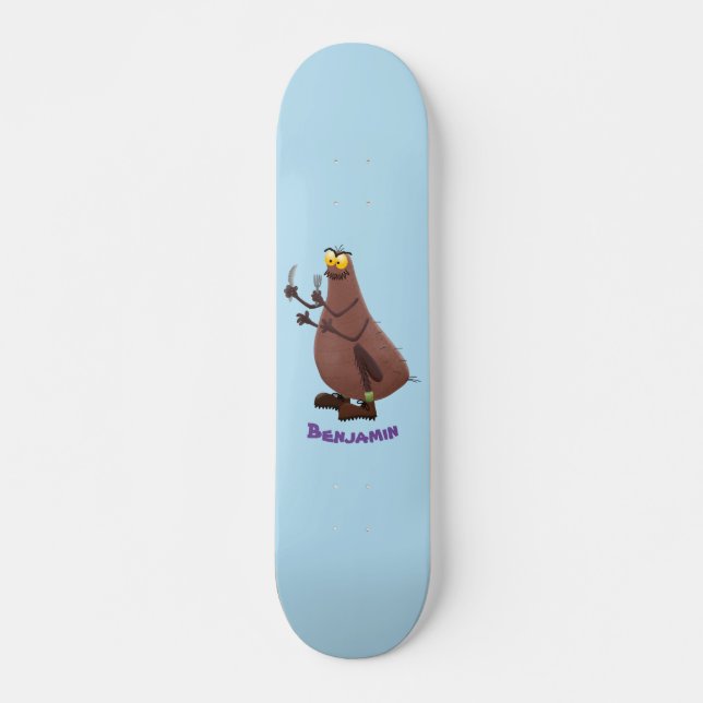 Funny hungry ugly flea cartoon skateboard (Front)