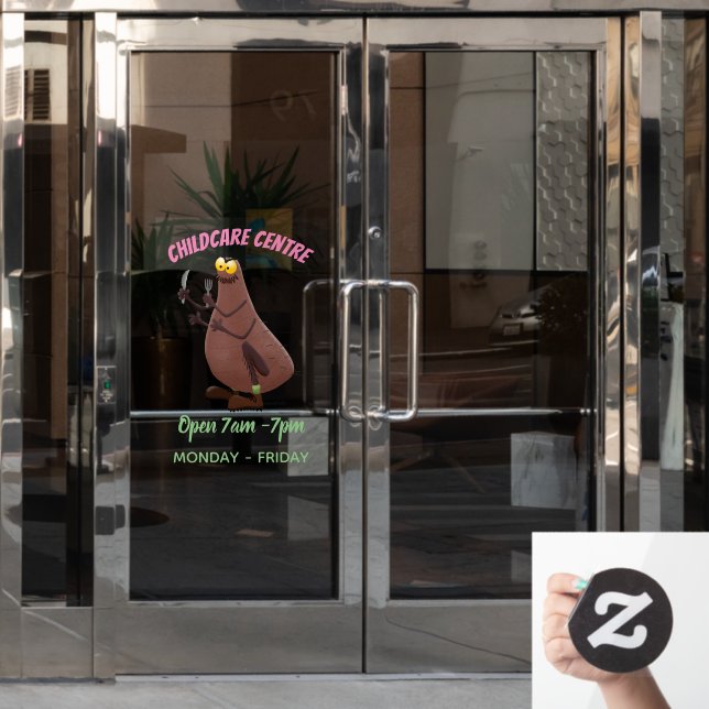 Funny hungry ugly flea cartoon window cling (Office Door)