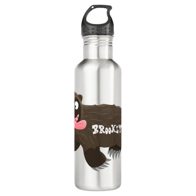 Funny hungry wolverine animal cartoon 710 ml water bottle (Front)