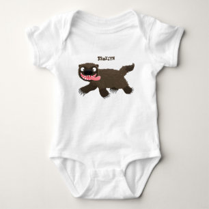 Funny hungry wolverine animal cartoon baby bodysuit