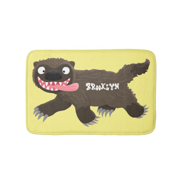 Funny hungry wolverine animal cartoon bath mat (Front)
