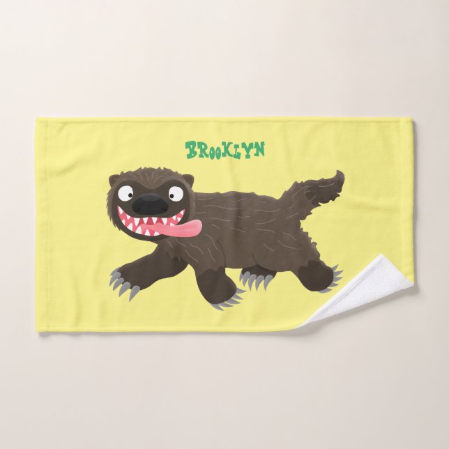 Funny hungry wolverine animal cartoon bath towel set (Hand Towel)
